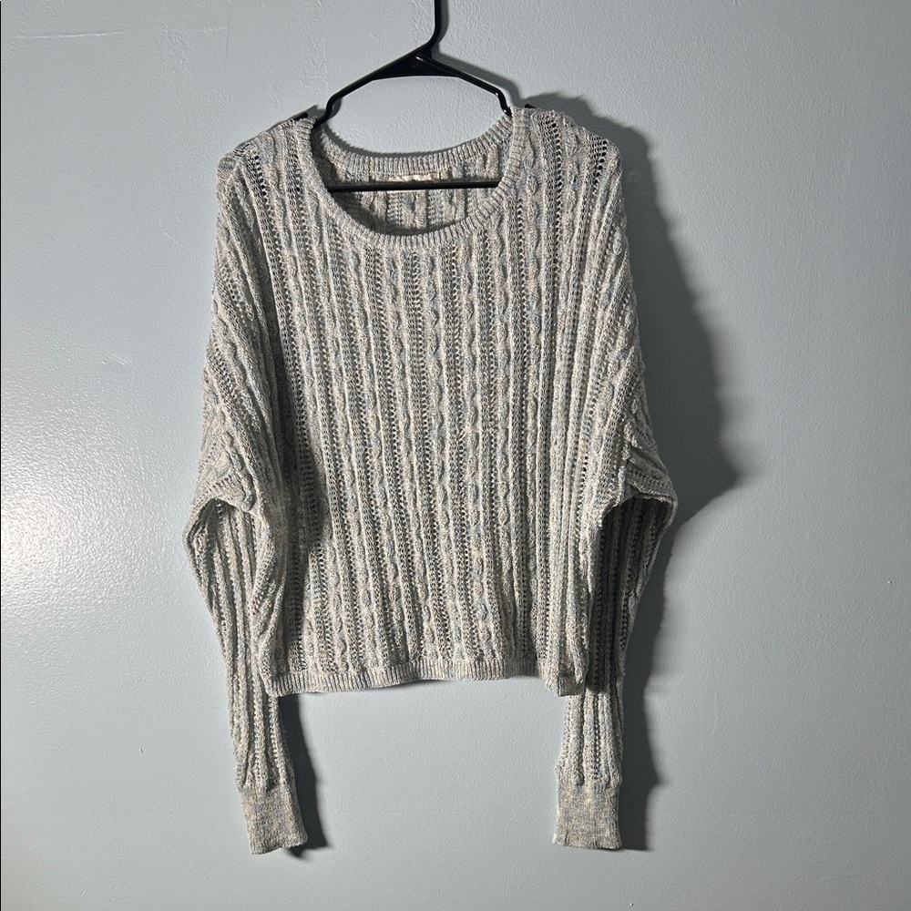 Natural Life Cream and Baby Blue Metallic Knit Sweater
